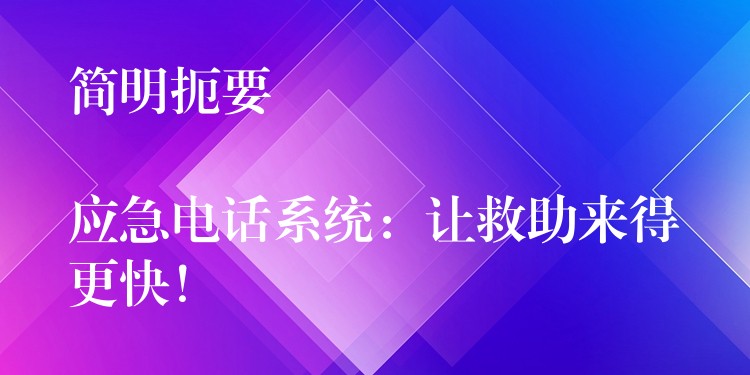 簡(jiǎn)明扼要

應(yīng)急電話系統(tǒng)：讓救助來(lái)得更快！