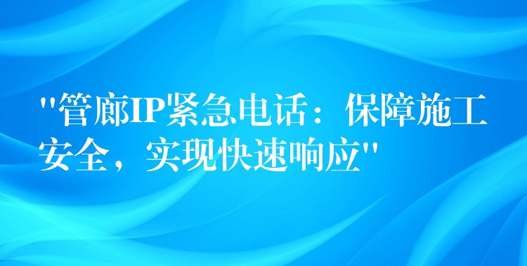  “管廊IP緊急電話：保障施工安全，實現(xiàn)快速響應”