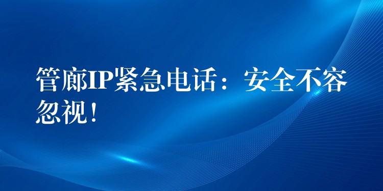  管廊IP緊急電話：安全不容忽視！