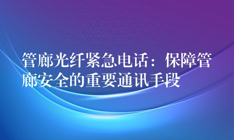  管廊光纖緊急電話：保障管廊安全的重要通訊手段