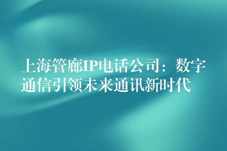  上海管廊IP電話公司：數(shù)字通信引領(lǐng)未來通訊新時(shí)代