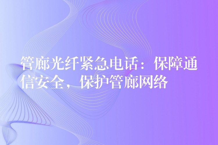 管廊光纖緊急電話：保障通信安全，保護(hù)管廊網(wǎng)絡(luò)