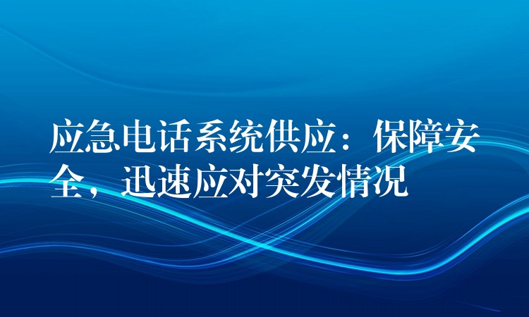  應急電話系統(tǒng)供應：保障安全，迅速應對突發(fā)情況