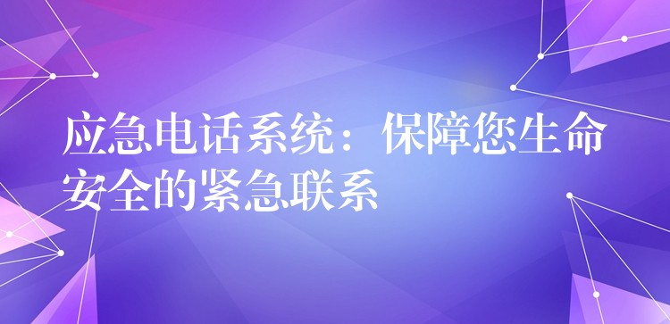  應(yīng)急電話系統(tǒng)：保障您生命安全的緊急聯(lián)系