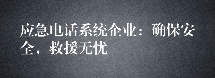  應(yīng)急電話(huà)系統(tǒng)企業(yè)：確保安全，救援無(wú)憂(yōu)