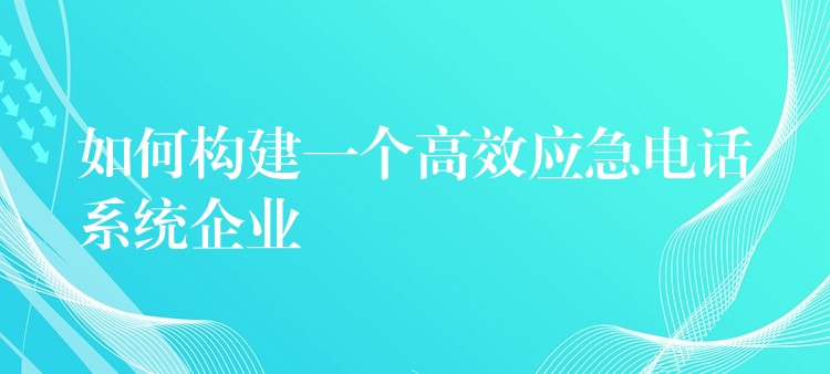  如何構(gòu)建一個(gè)高效應(yīng)急電話系統(tǒng)企業(yè)