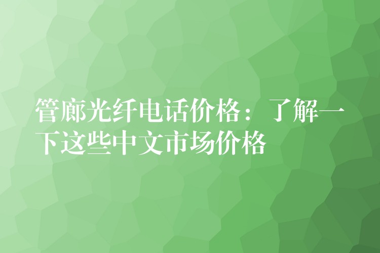  管廊光纖電話價格：了解一下這些中文市場價格