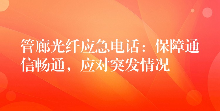  管廊光纖應(yīng)急電話：保障通信暢通，應(yīng)對(duì)突發(fā)情況