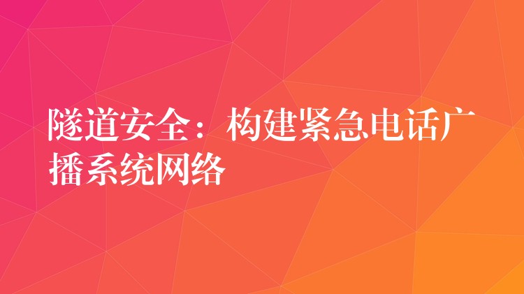  隧道安全：構(gòu)建緊急電話廣播系統(tǒng)網(wǎng)絡(luò)