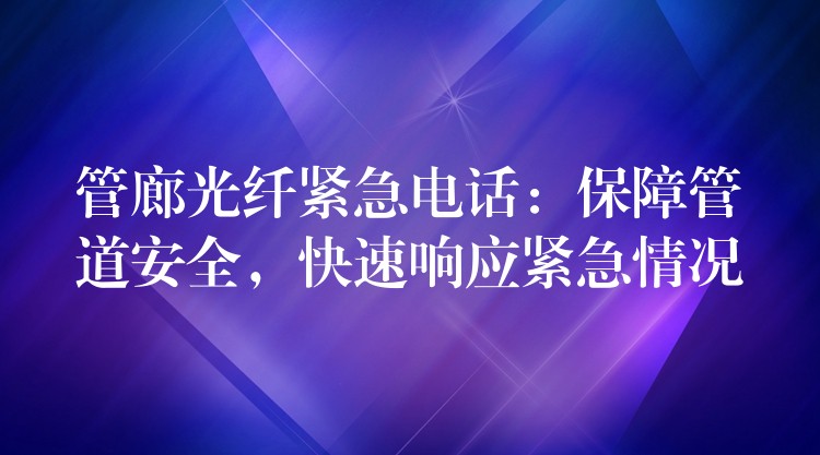  管廊光纖緊急電話：保障管道安全，快速響應緊急情況