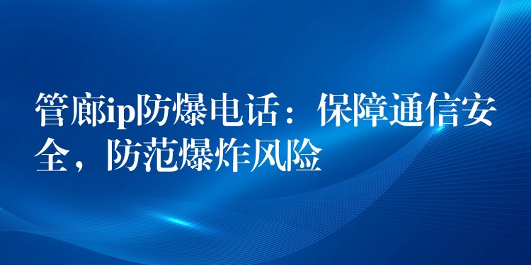  管廊ip防爆電話：保障通信安全，防范爆炸風(fēng)險(xiǎn)