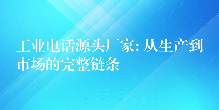  工業(yè)電話源頭廠家: 從生產(chǎn)到市場的完整鏈條